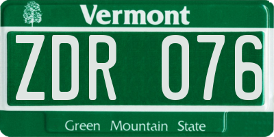 VT license plate ZDR076
