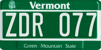 VT license plate ZDR077