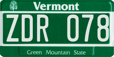 VT license plate ZDR078