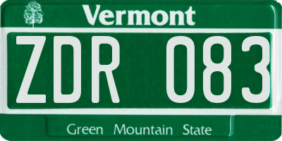 VT license plate ZDR083