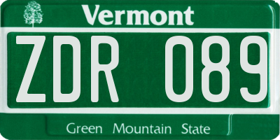 VT license plate ZDR089