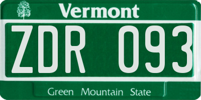 VT license plate ZDR093