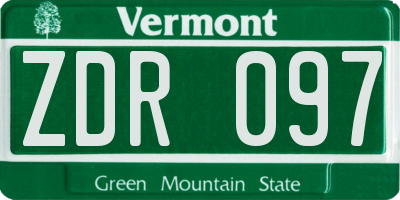 VT license plate ZDR097