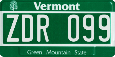 VT license plate ZDR099