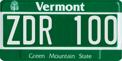 VT license plate ZDR100