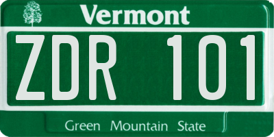 VT license plate ZDR101