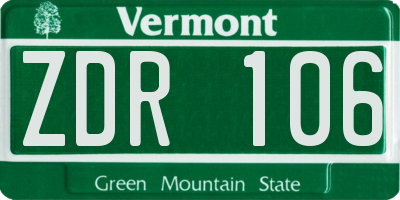 VT license plate ZDR106