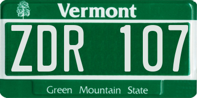 VT license plate ZDR107