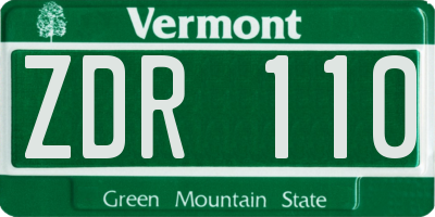 VT license plate ZDR110