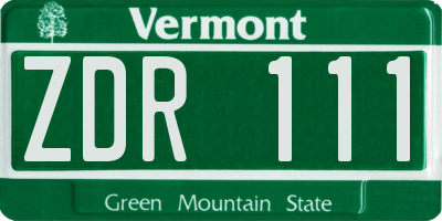 VT license plate ZDR111