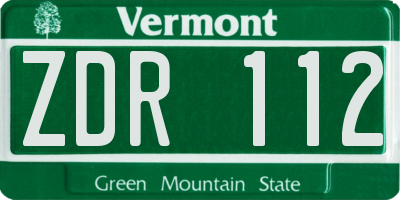 VT license plate ZDR112