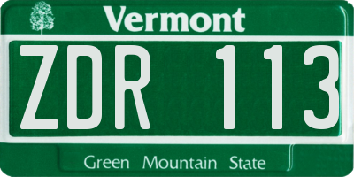VT license plate ZDR113