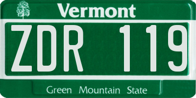 VT license plate ZDR119