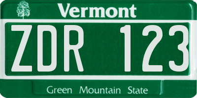 VT license plate ZDR123