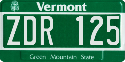 VT license plate ZDR125