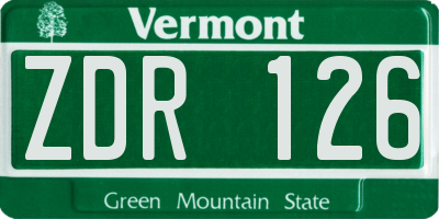 VT license plate ZDR126