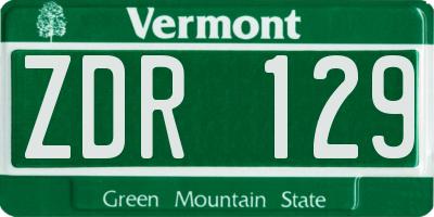 VT license plate ZDR129