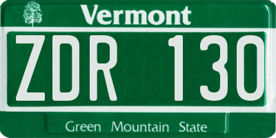 VT license plate ZDR130