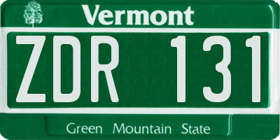 VT license plate ZDR131