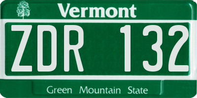 VT license plate ZDR132