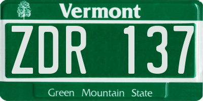 VT license plate ZDR137