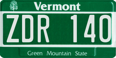 VT license plate ZDR140
