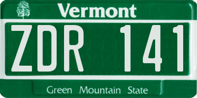 VT license plate ZDR141