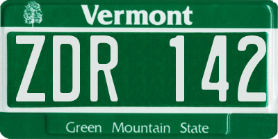 VT license plate ZDR142