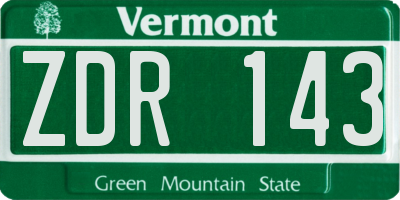 VT license plate ZDR143