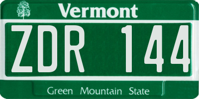 VT license plate ZDR144