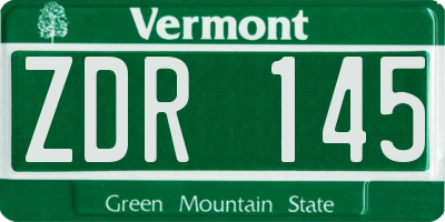 VT license plate ZDR145