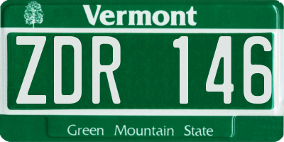 VT license plate ZDR146