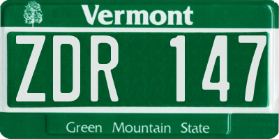VT license plate ZDR147