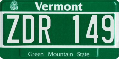 VT license plate ZDR149