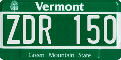 VT license plate ZDR150