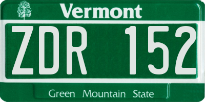 VT license plate ZDR152