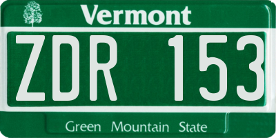 VT license plate ZDR153