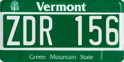 VT license plate ZDR156