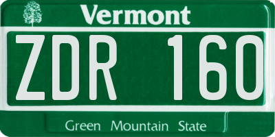 VT license plate ZDR160