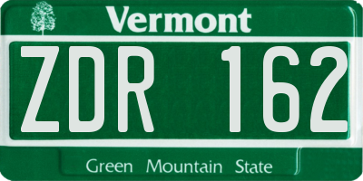 VT license plate ZDR162