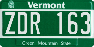 VT license plate ZDR163