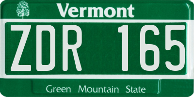 VT license plate ZDR165