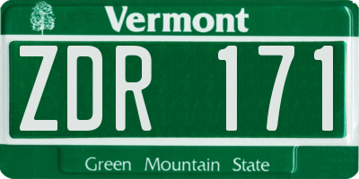 VT license plate ZDR171