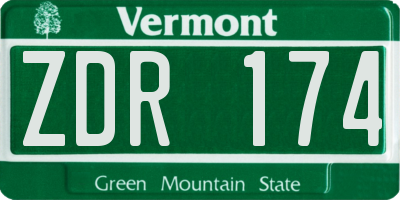 VT license plate ZDR174