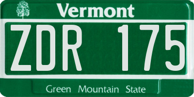 VT license plate ZDR175