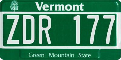 VT license plate ZDR177