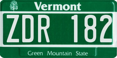 VT license plate ZDR182