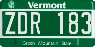VT license plate ZDR183