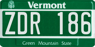 VT license plate ZDR186