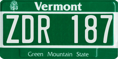 VT license plate ZDR187